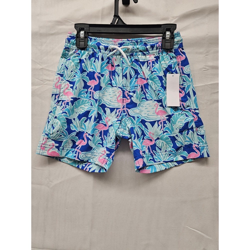Member's Mark Boys Resort Swim Trunk Flamingo Tropical Blue S 6/7 ASAE251052